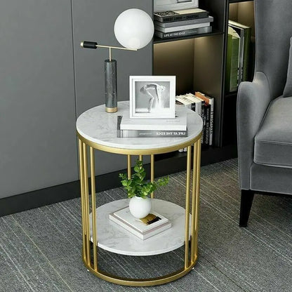 Table d'appoint ronde en marbre blanc