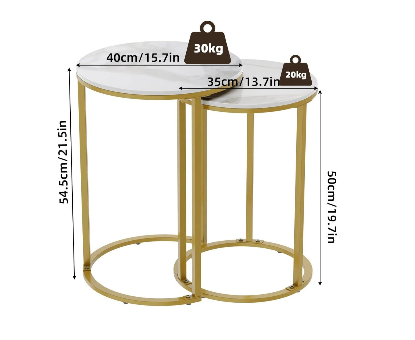 Ensemble de 2 Tables d'appoint rondes