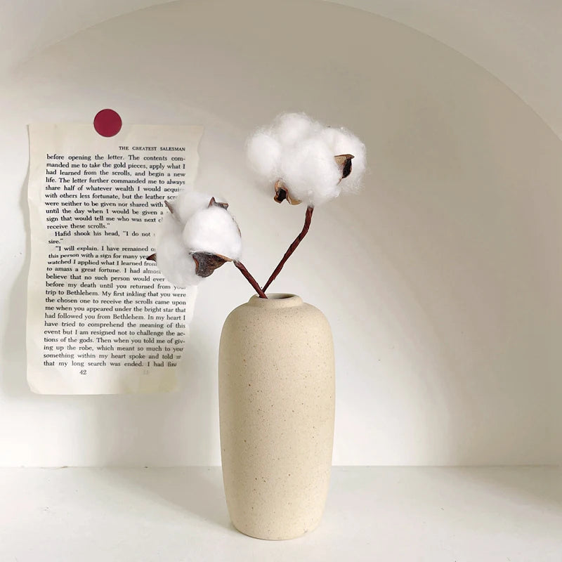 Vase à Fleurs en Céramique Blanche