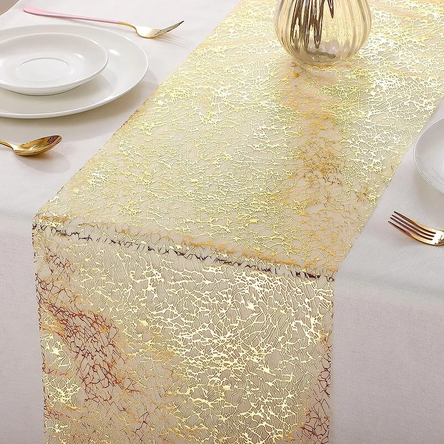 Chemin de table Brillant Doré pour Noël