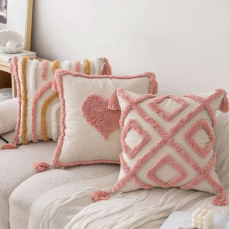 Housse de coussin berbère rose