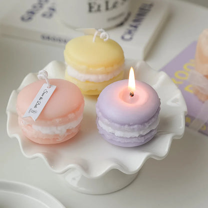 Bougie parfumée en forme de macaron