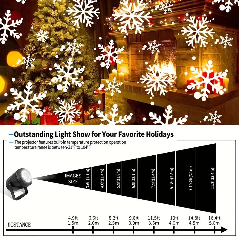 Vidéo Projecteur de Flocons de Neige Noël