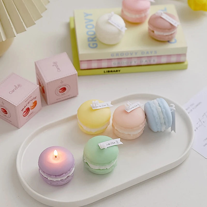 Bougie parfumée en forme de macaron