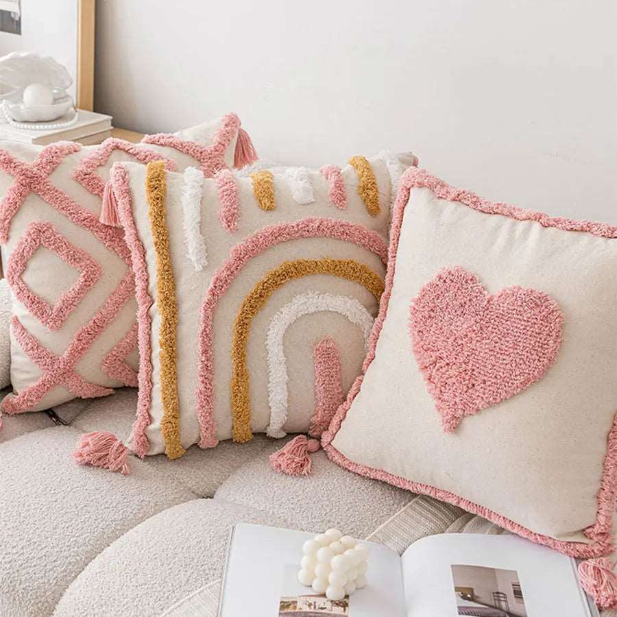 Housse de coussin berbère rose