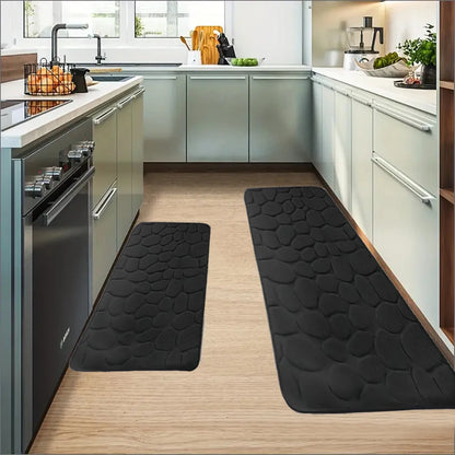 Tapis noir de cuisine sol