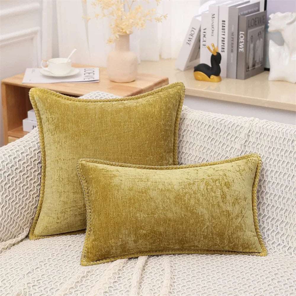 Housse de coussin chenille