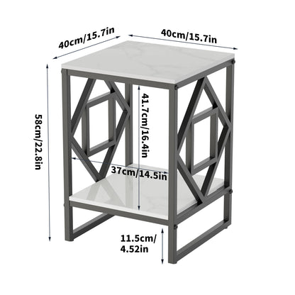 Table de chevet effet marbre pieds noirs